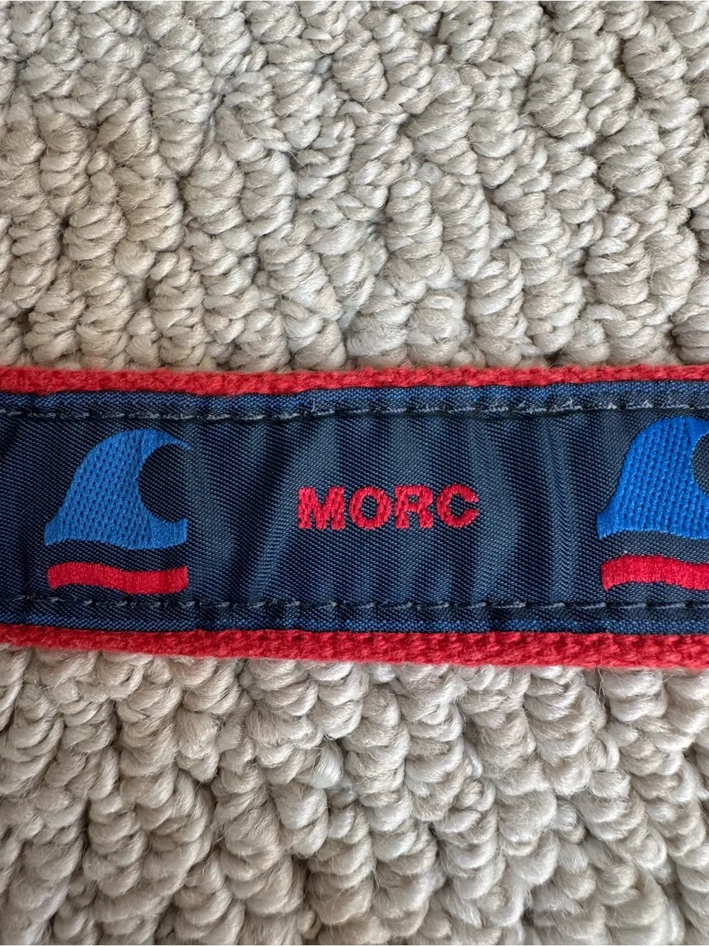 Vintage MORC Sailing Red & Navy D-Ring Web Belt with Brass Hardware SZ 42.5